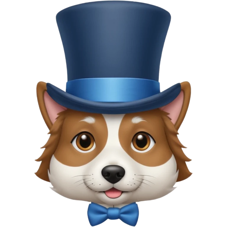 fancy dog with blue hair, wearing hat emoji