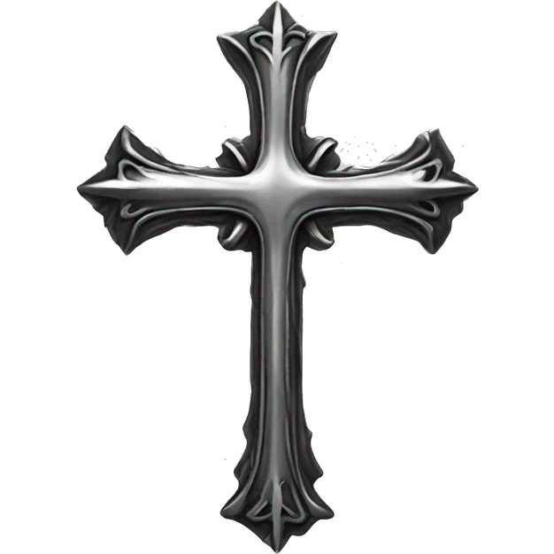 Upside down silver gothic cross emoji