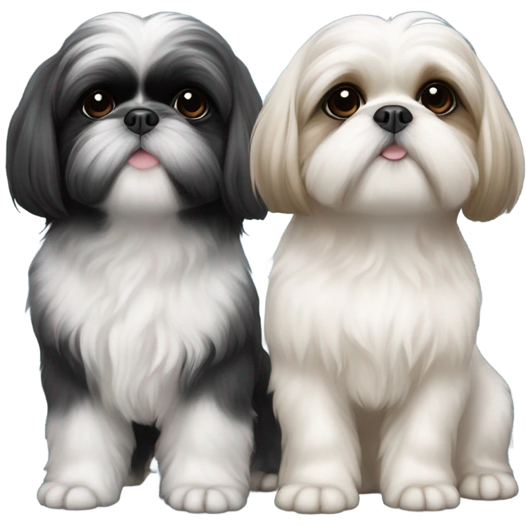 Shitz Tzu Beautiful two big faces black and white Puppies emoji