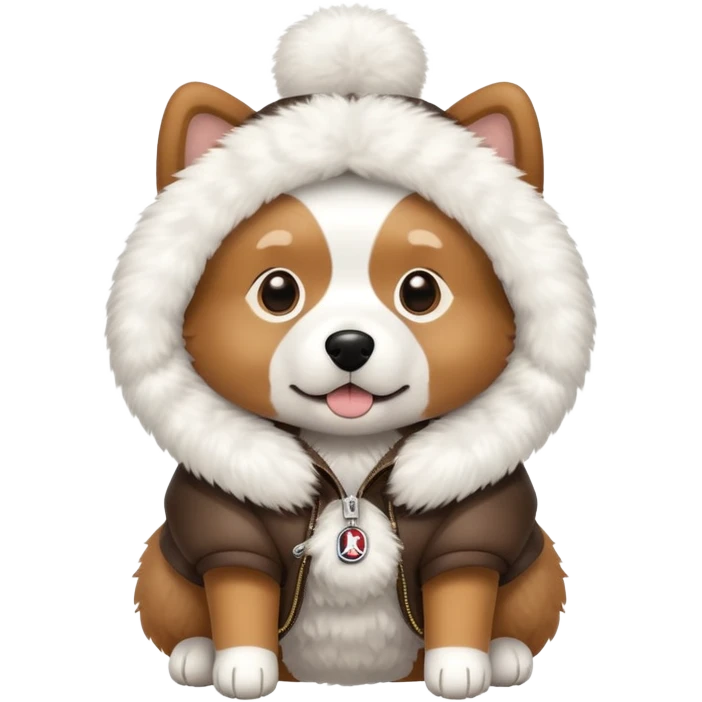 Dog wearing a moncler holdie emoji