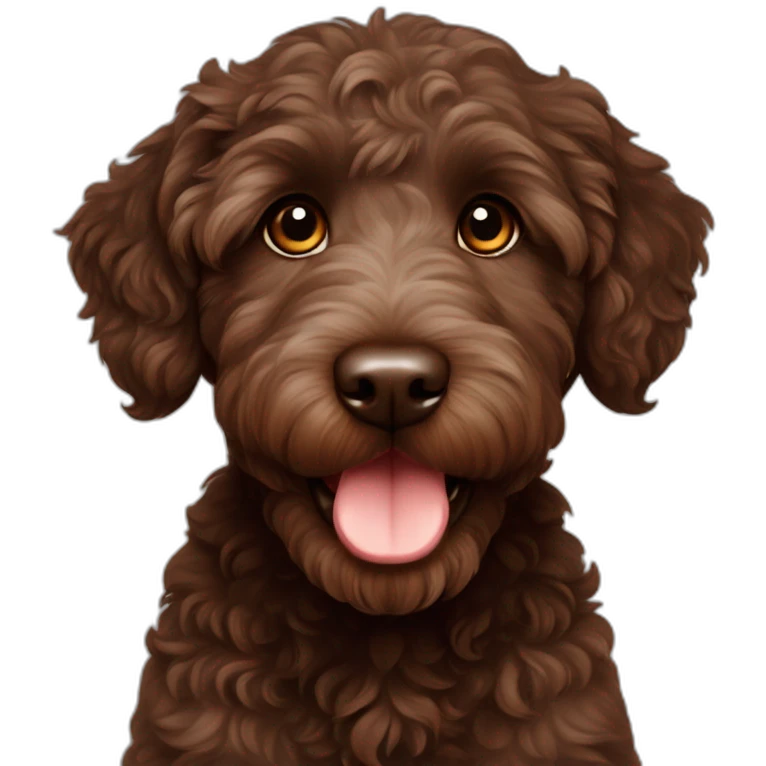 Dark brown Australian labradoodle puppy emoji