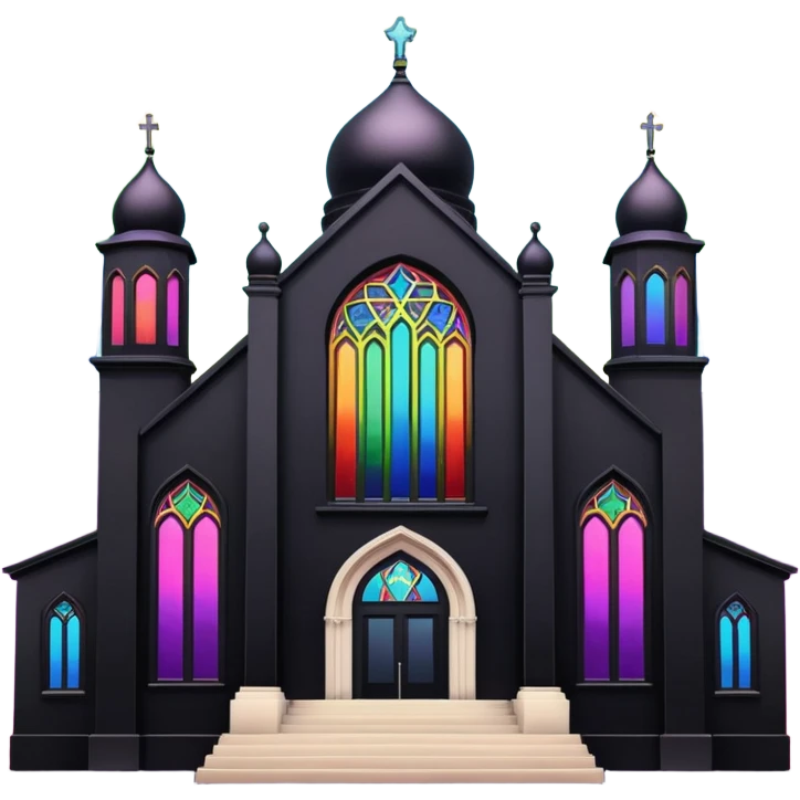 jewish synagogue temple in dark goth aesthetic style with black building and rainbow tint glass windows emoji