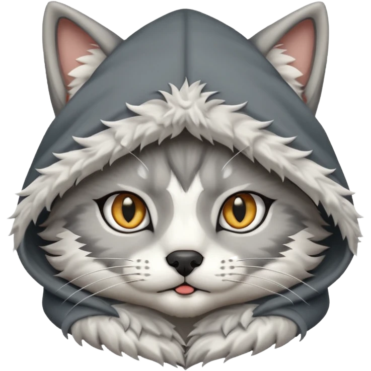 a cat with a wolf's hood on its head
 emoji