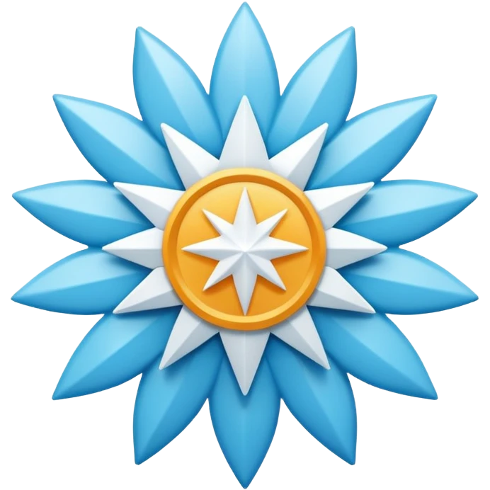 A high-resolution 2D icon of an Instagram-style verified badge. A vibrant light blue rounded-point starburst shape (rosette) with a clean, thick white checkmark in the center. Soft matte plastic texture. emoji