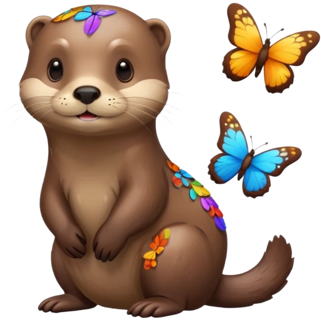 otter with butterflies having an idea emoji