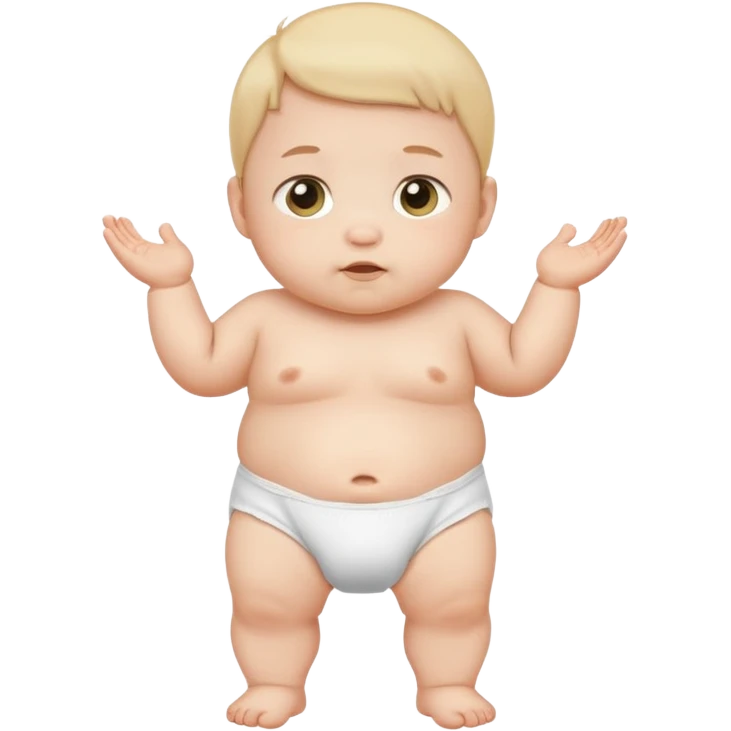 baby standing with support with chubby cheeks wearing a white diaper emoji