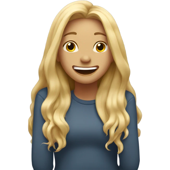 long hair blonde girl with her Hands covering her mouth laugh emoji