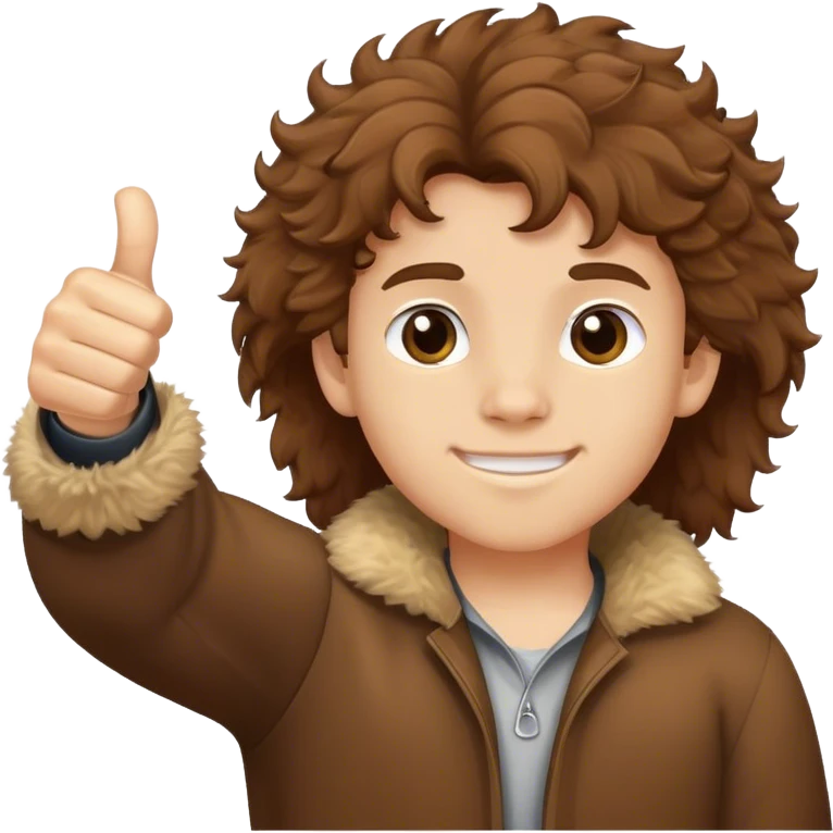 ￼ Boy with Brown fluffy hair with thumb up￼ emoji