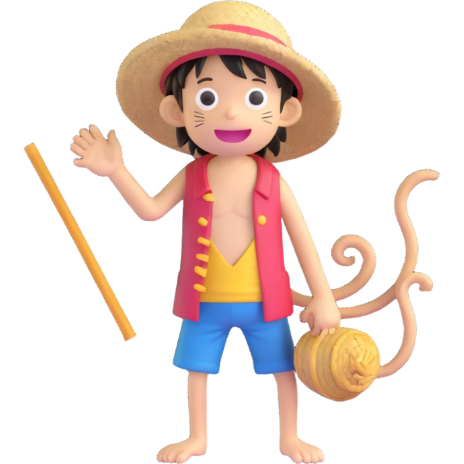 Monkey D. Luffy from One Piece with straw hat emoji