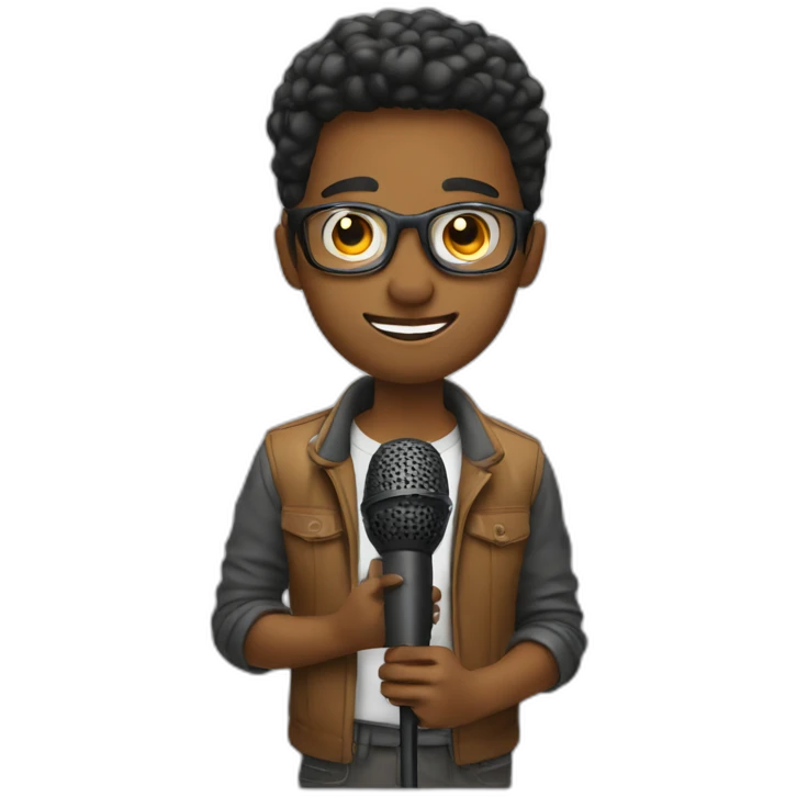 A young man with podcast mic emoji