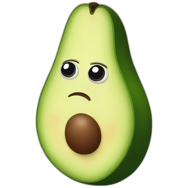avocado with big sad face emoji