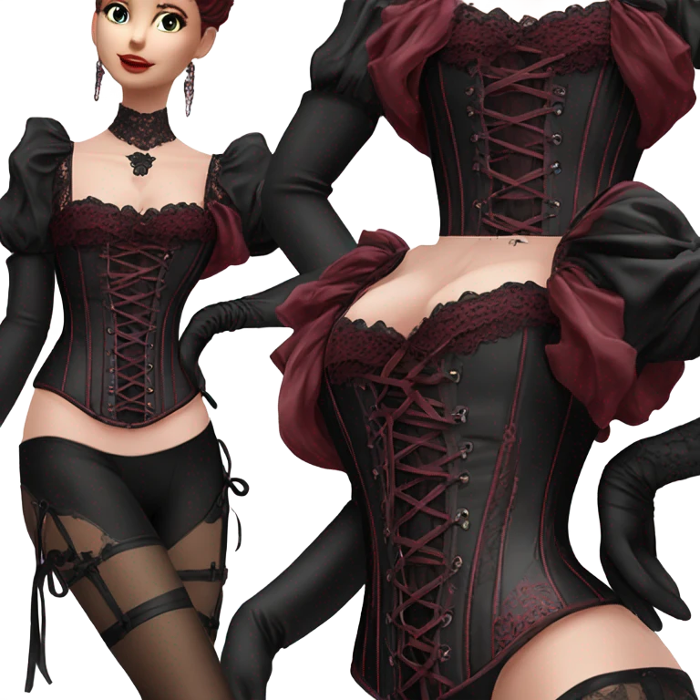 Corset gotic black and bordeaux  emoji