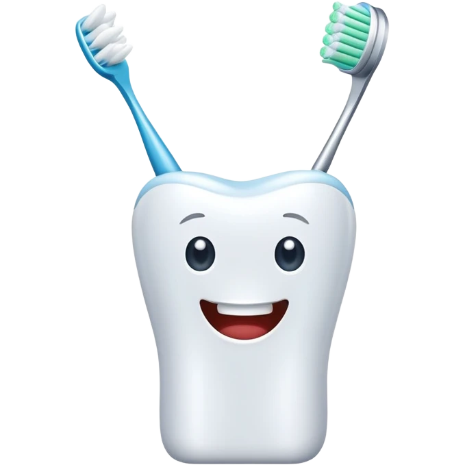toothbrush with toothpaste and sparkling clean teeth, simple and cute emoji