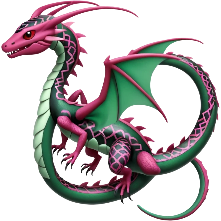 Magenta, black and white Flygon-Gorebyss-Salandit-Rayquaza-Pokémon-Fakémon-creature-fusion-hybrid emoji