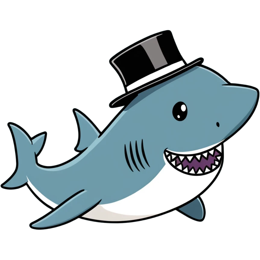 Shark with a top hat emoji