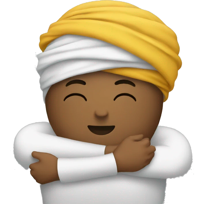 hugging yourself man with turban emoji