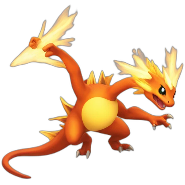 dracaufeu de pokemon jouant avec du feux emoji