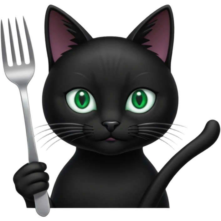 Black Cat with fork emoji