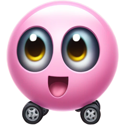 cute eyes Kirby Metal ball with on 4 car wheels  emoji