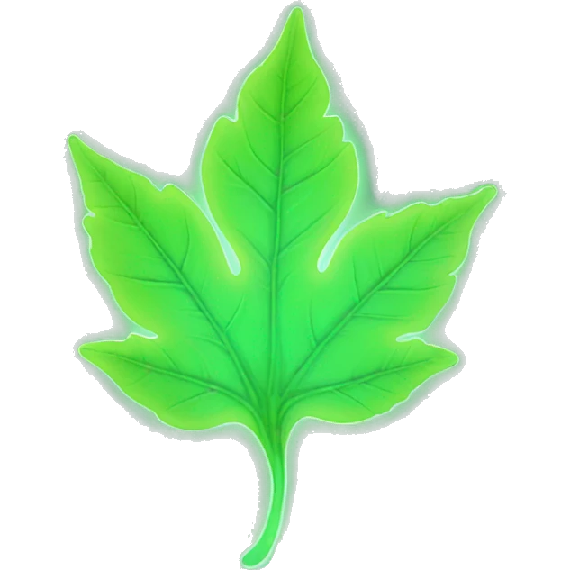 Leaf glowing neon emoji