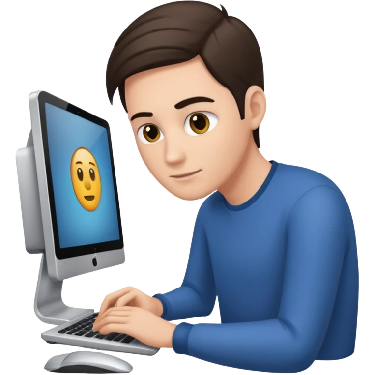 man uploading a file on a computer emoji