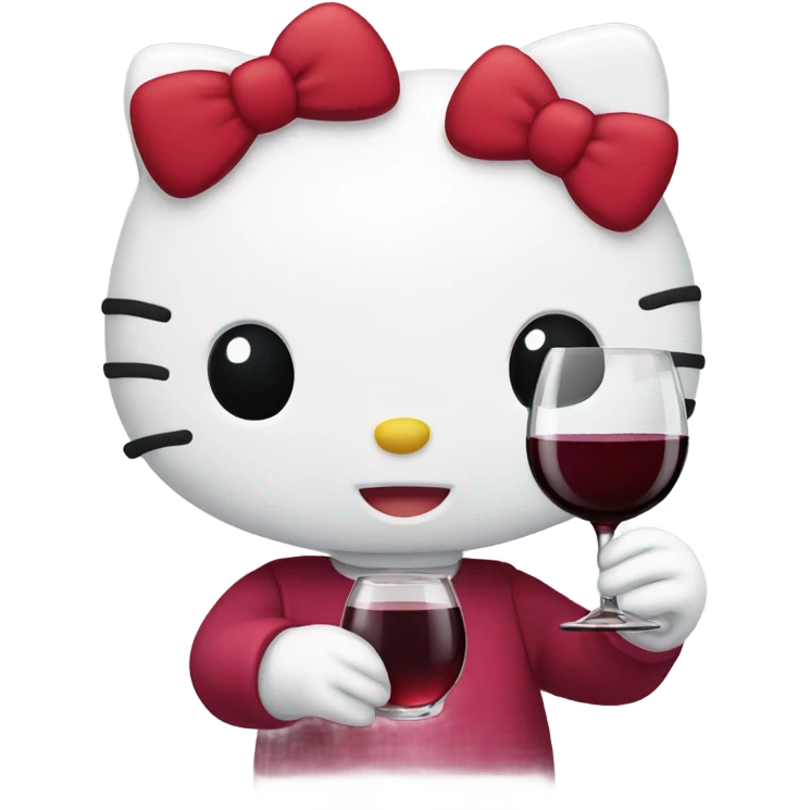 Hello Kitty drinking red wine emoji