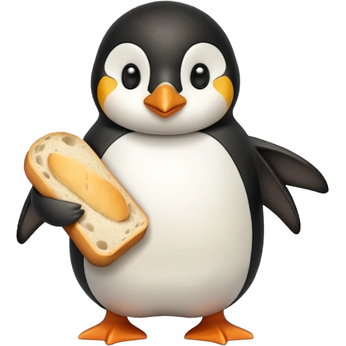 a penguin holding a loaf emoji