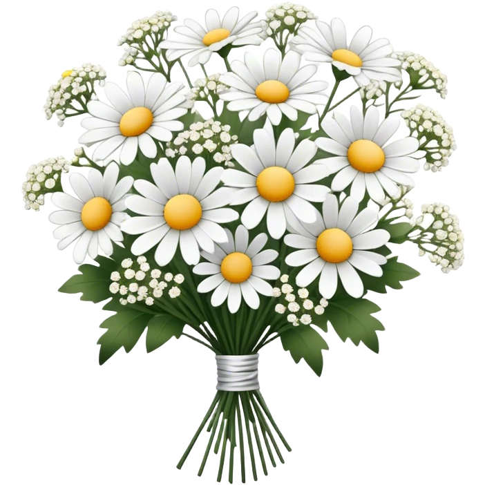 pale black  daisy and babies breath bouquet  emoji