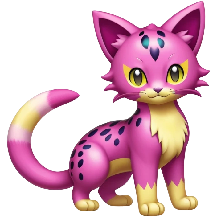 Shiny Colorful Liepard-Skitty-Delcatty-Pokémon-Fakémon-hybrid-creature (full body) emoji