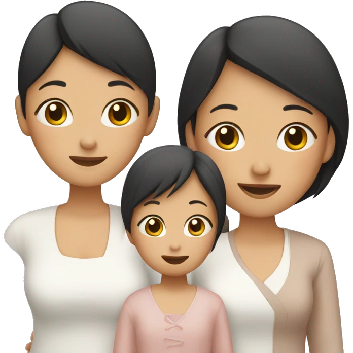 Asian mom and three daughters emoji