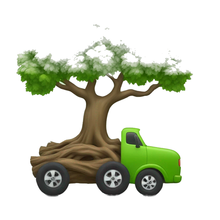 tree going fast with wheels emoji