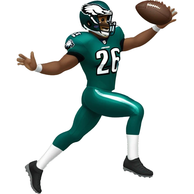 philadelphia eagle player football number 26 jumping kelly green emoji