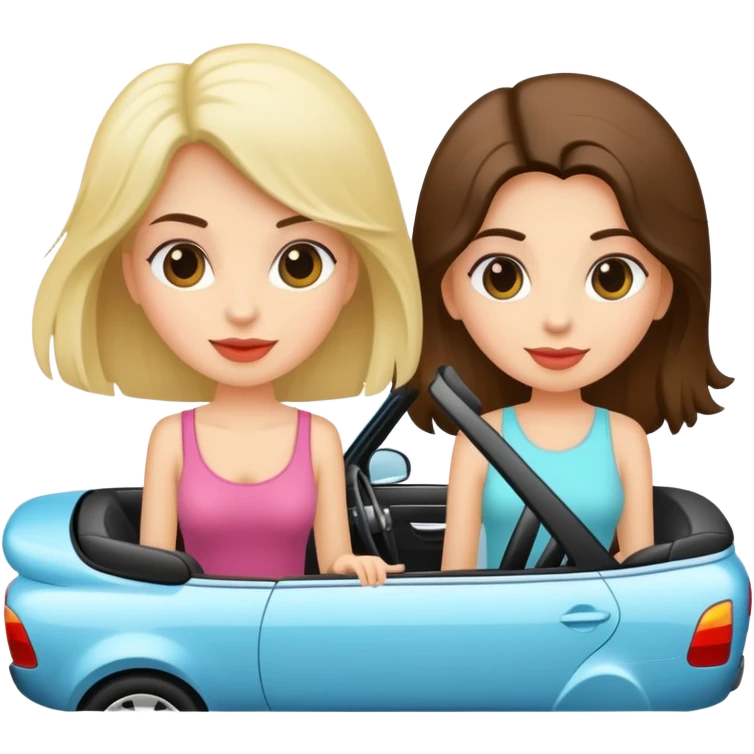 Dos chicas en un carro convertible con muchas bolsas de compras  emoji