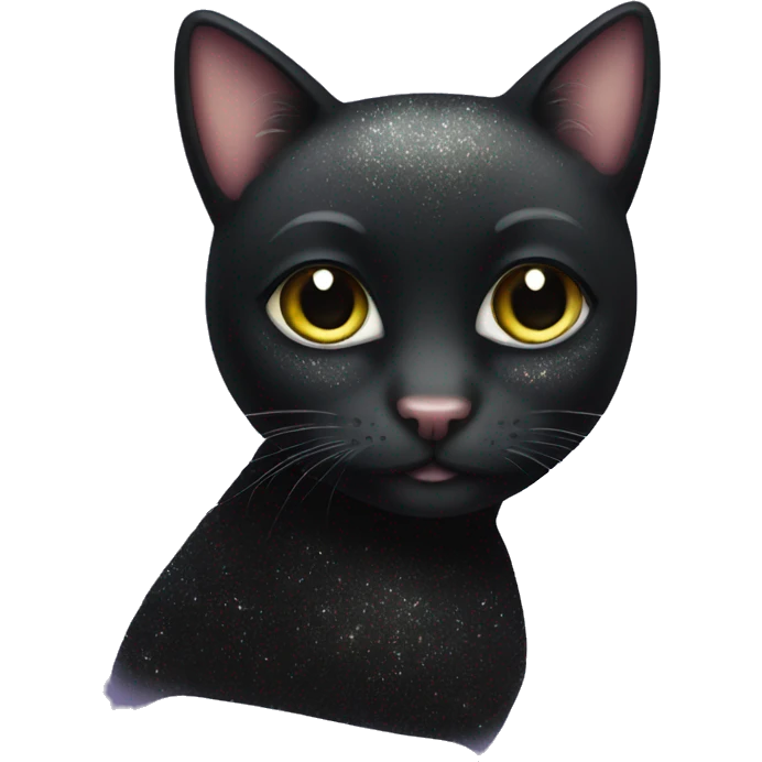 Black glittery shimmery cat emoji