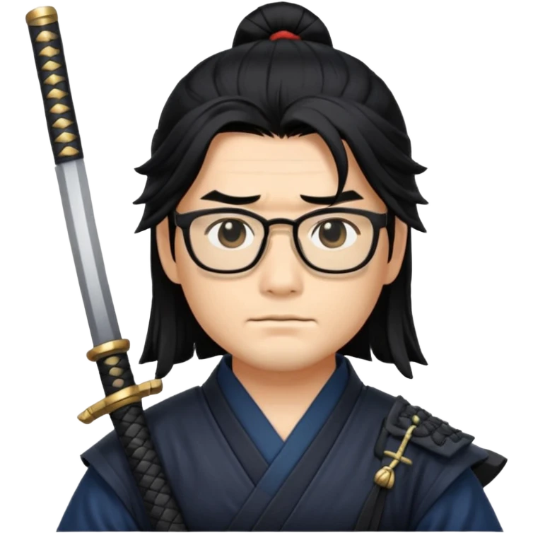 long hair samurai with glasses emoji