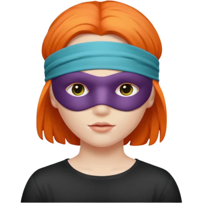 Blindfold person with different colors of hair. No trusting games with people blindfolded behind steering wheel emoji