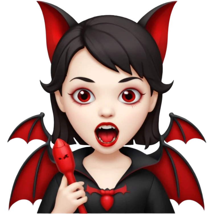 vampire child with toy bat open mouth emoji