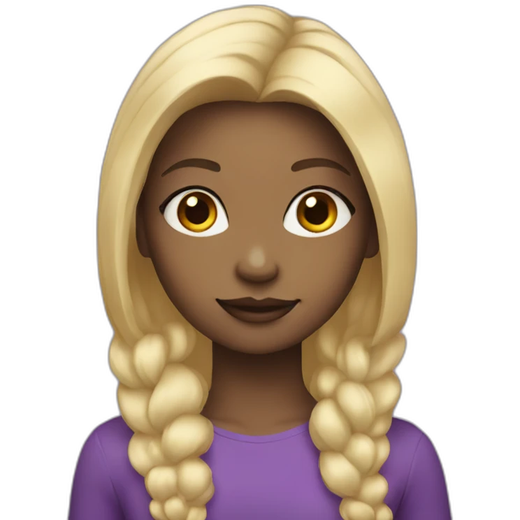 A girl with blonde hair and purple skin emoji