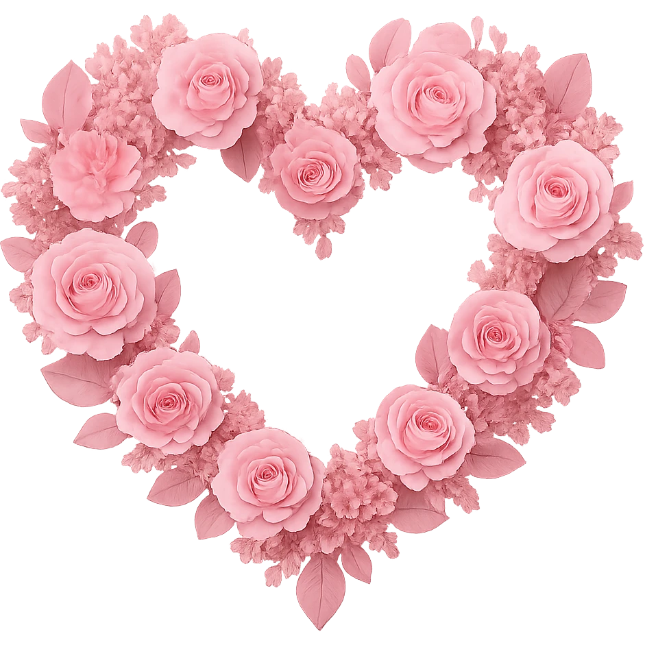pink wreath heart, remove background emoji