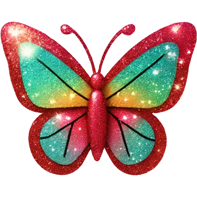Roter Glitzer Schmetterling mit Herzchen  emoji