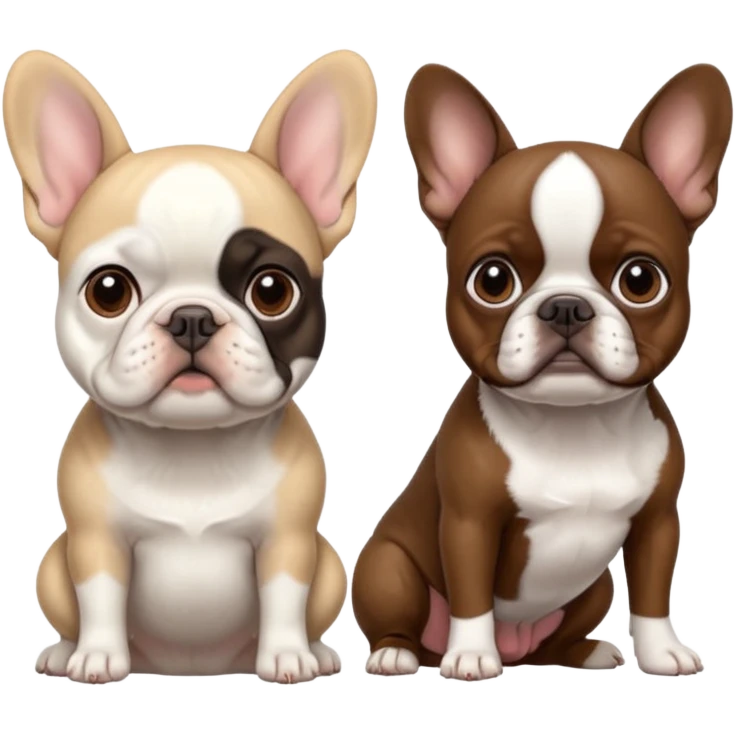White French bulldog sitting next to brown Boston terrier emoji