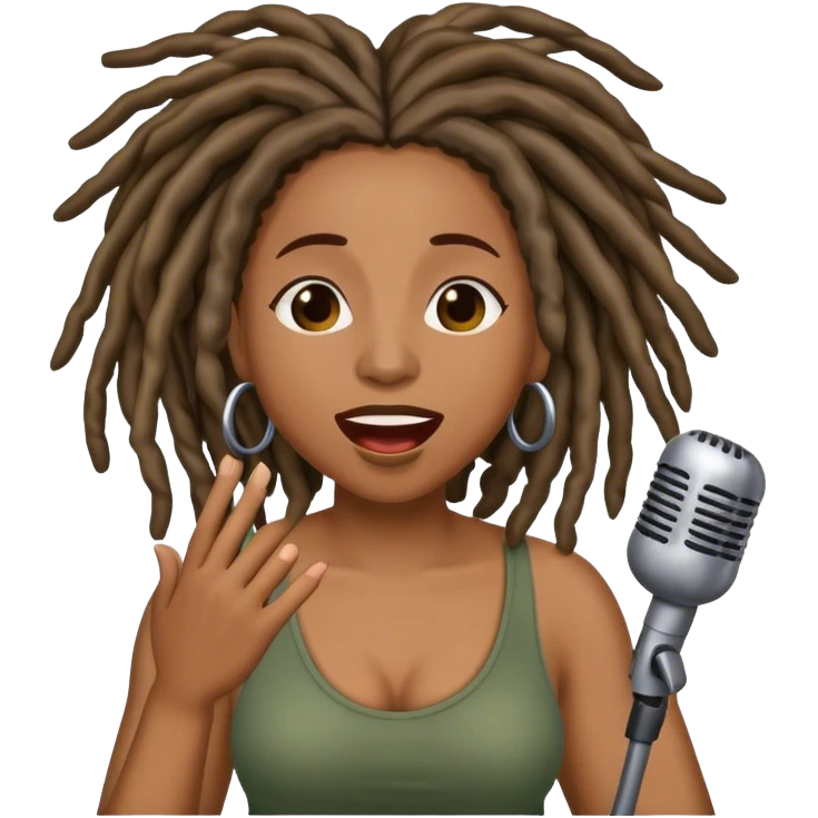 Black woman with locs singing  emoji
