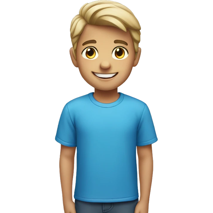smiling boy in blue shirt emoji