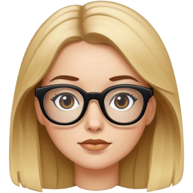 fille blanche cheveux marron et blond avec grosse lunettes noires emoji