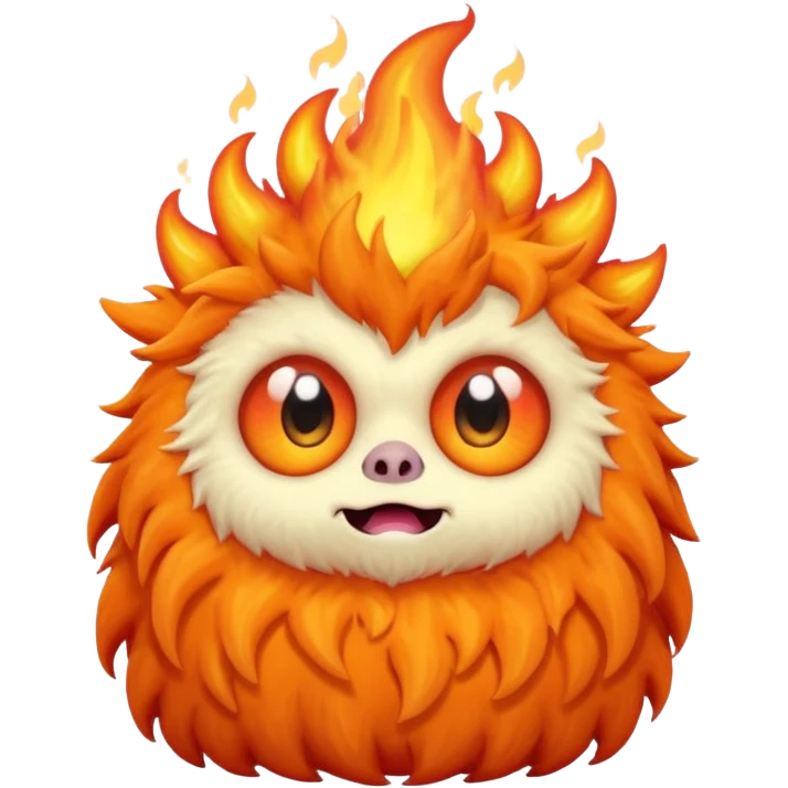 Sleepy cute fluffy flaming monster  emoji