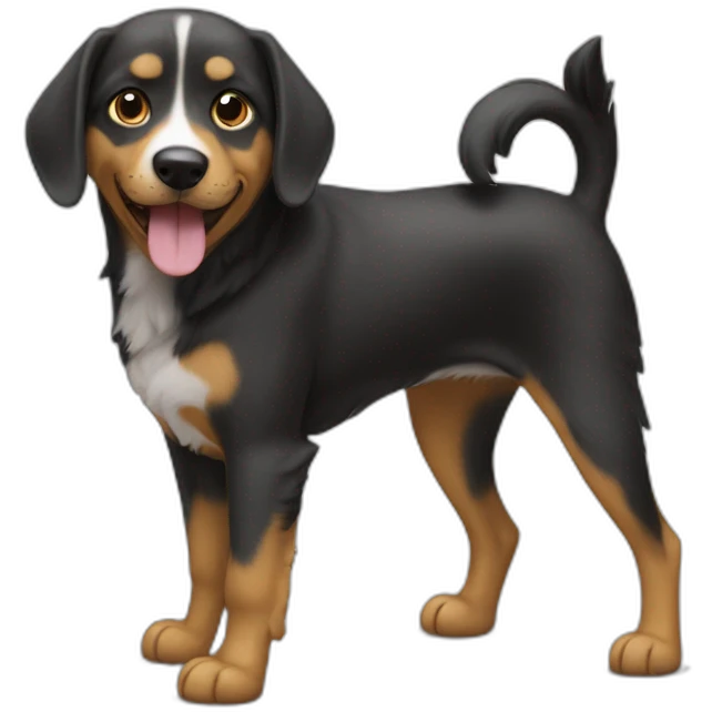 Chat sur un chien emoji