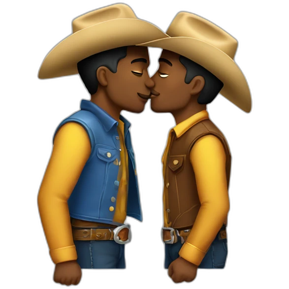 2gay 1lesbian cowboys kissing emoji