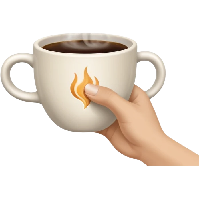 Hand holding a coffee cup emoji