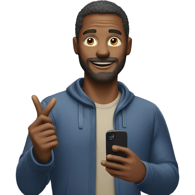 Man with iphone 13 taking selfie  emoji