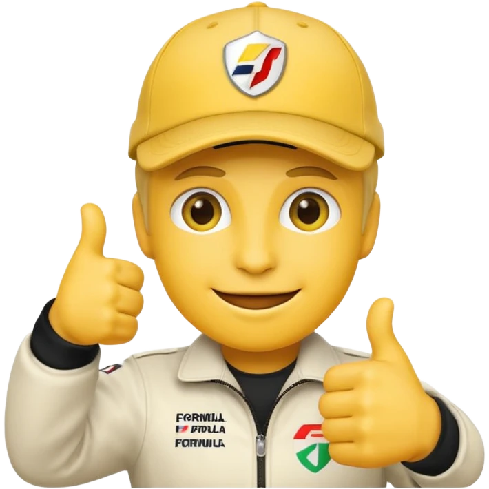 thumbs up emoji wearing a cap with the Formula 1 logo emoji